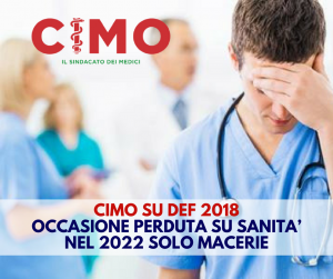 CIMO: SU DEF 2018 OCCASIONE PERDUTA - www.cimosicilia.org