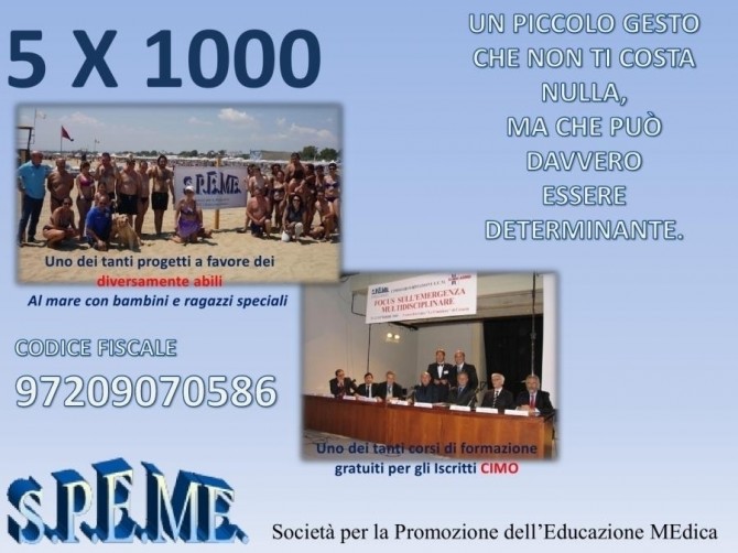 DEVOLVI IL 5 x 1000 A S.P.E.ME. - 50 CREDITI ECM GRATIS OGNI ANNO - www.cimosicilia.org