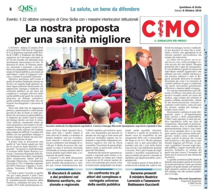 CIMO SICILIA: "LA NOSTRA PROPOSTA PER UNA SANITA' MIGLIORE" - www.cimosicilia.org