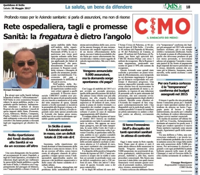 CIMO & QDS DEL 20 MAGGIO 2017 - www.cimosicilia.org