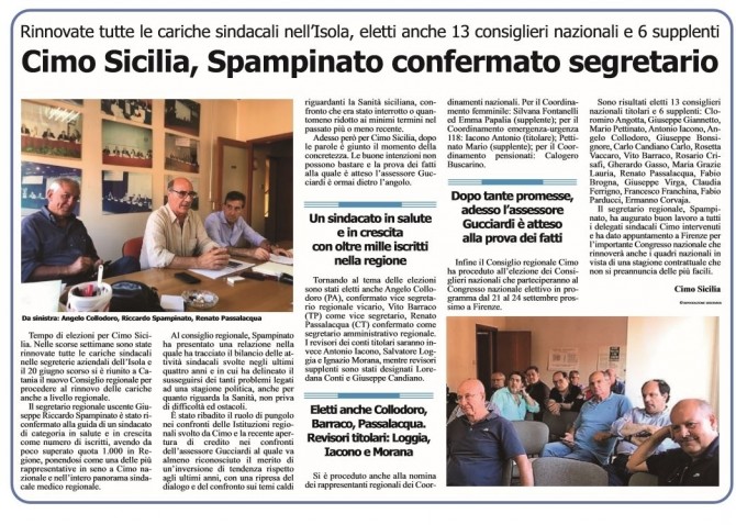 CIMO Sicilia: Spampinato confermato Segretario Regionale - www.cimosicilia.org