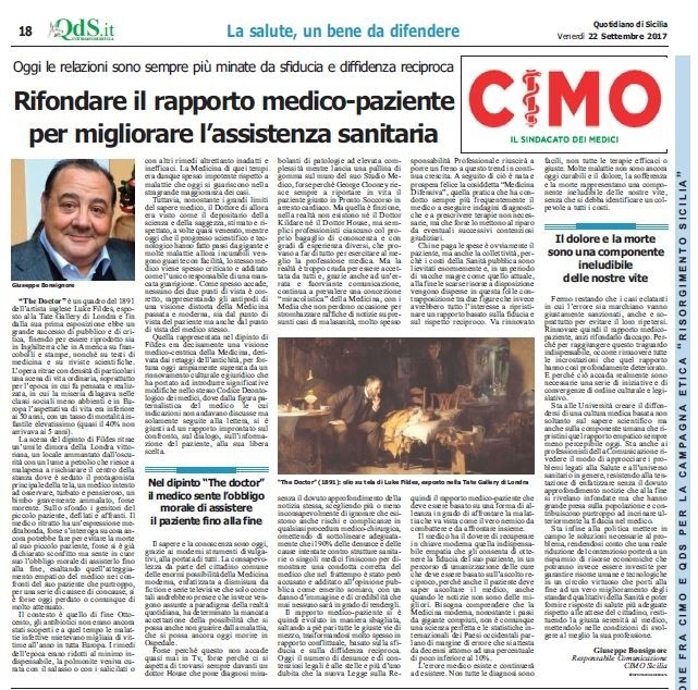 CIMO & QUOTIDIANO DI SICILIA DEL 22 SETTEMBRE 2017 - www.cimosicilia.org