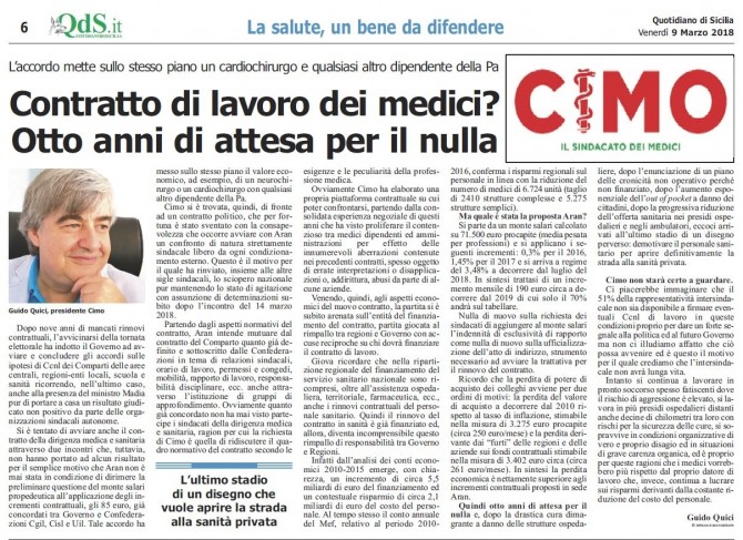 CIMO & QUOTIDIANO DI SICILIA DEL 9 MARZO 2018 - www.cimosicilia.org