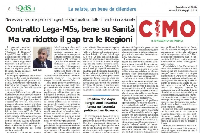 CIMO & QUOTIDIANO DI SICILIA DEL 25 MAGGIO 2018 - www.cimosicilia.org