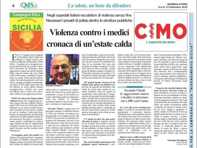 CIMO & QDS DEL 13 SETTEMBRE 2019 - www.cimosicilia.org