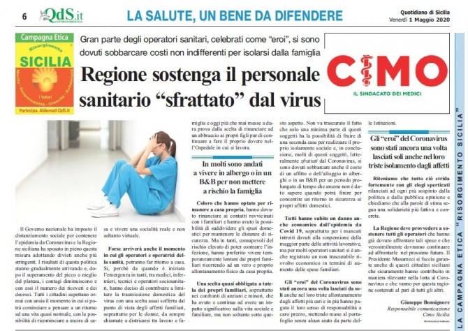 CIMO & QDS DEL 1° MAGGIO 2020 - www.cimosicilia.org