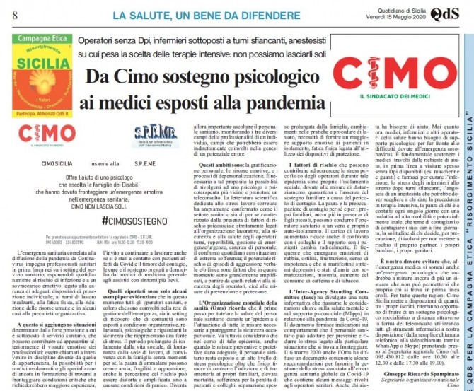 CIMO & QdS del 15 maggio 2020 - www.cimosicilia.org