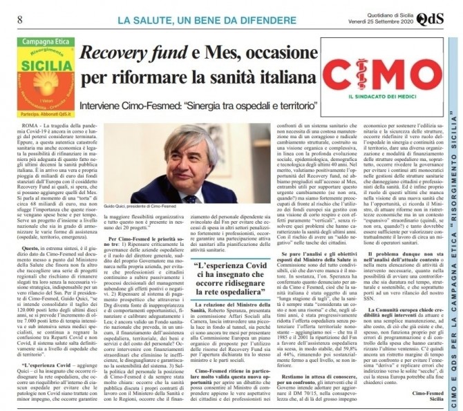 CIMO & QDS DEL 25 SETTEMBRE 2020 - www.cimosicilia.org