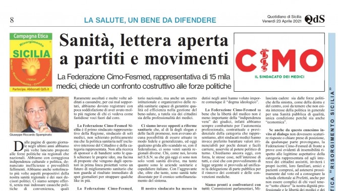 CIMO & QDS DEL 23 APRILE 2021 - www.cimosicilia.org