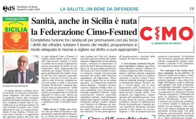 CIMO & QDS DEL 8 LUGLIO 2022 - www.cimosicilia.org